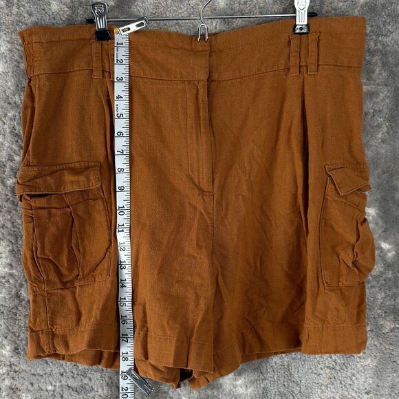 Simply Vera Wang Sz XL Brown Linen Blend High Waist Cargo Shorts Boho Lagenlook - Picture 5 of 13